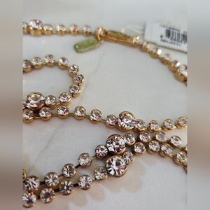 Long Gold and Crystal Lariet Style Necklace